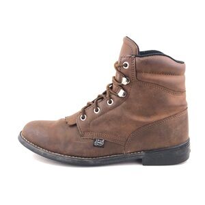Justin Brown Leather 6" Western Lacer Boots 7.5 B